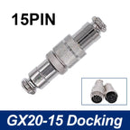 GX20 Docking Type Aviation Plug Socket 2 Pin to 15 Pin Male Female Butt Joint Circular Connector Inline Cable Wire Connector