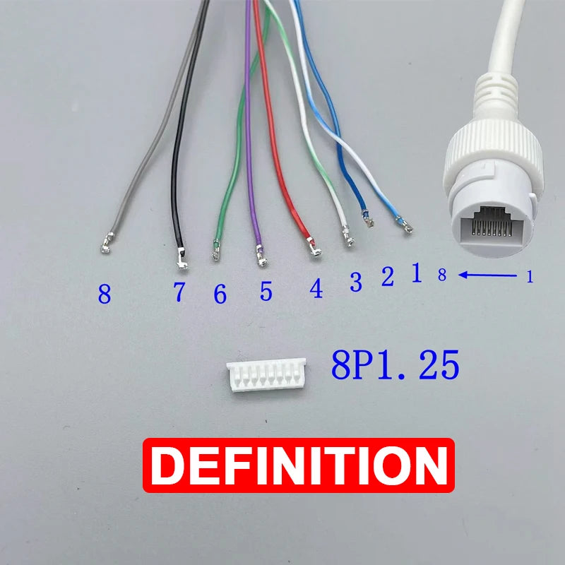 RJ45 Female Socket Network Camera Waterproof Pigtail Terminal Block 8core 1.25 Single-end Network Port Cable Tp12v Poe Connector