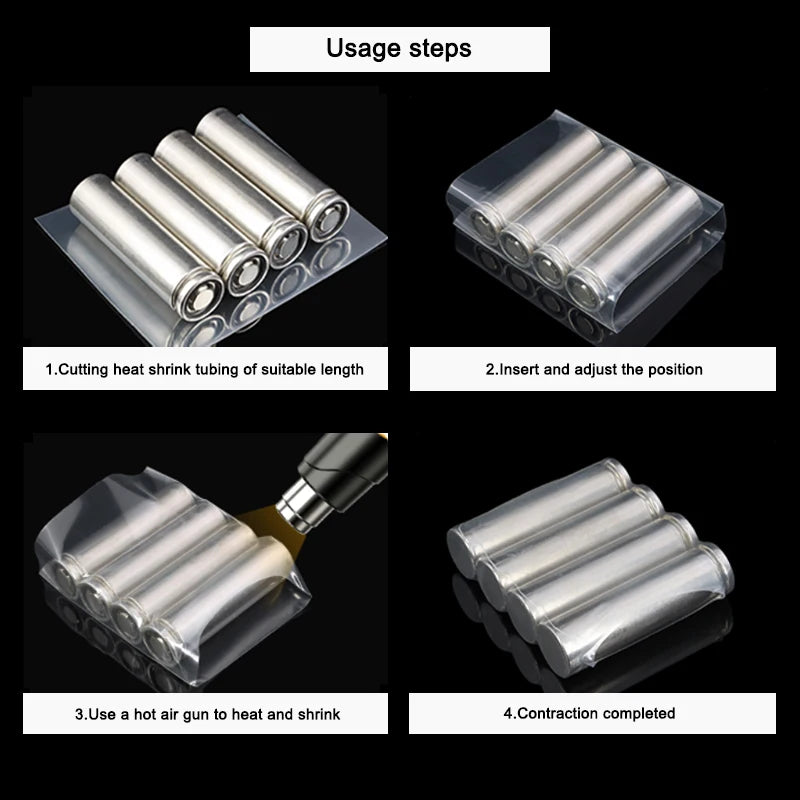 160mm~500mm Transparent PVC Heat Shrink Tube 18650 Battery Pack 1M~10M Insulated Protection Film Wrap Lithium Case Cable Sleeve