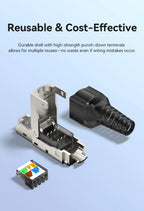 NEW RJ45 Cat8 Cat7 Cat6A Connectors RJ45 Metal Tool Free Easy Termination Plug 2000MHz 40G LAN Cable Reusable Shielded colorful