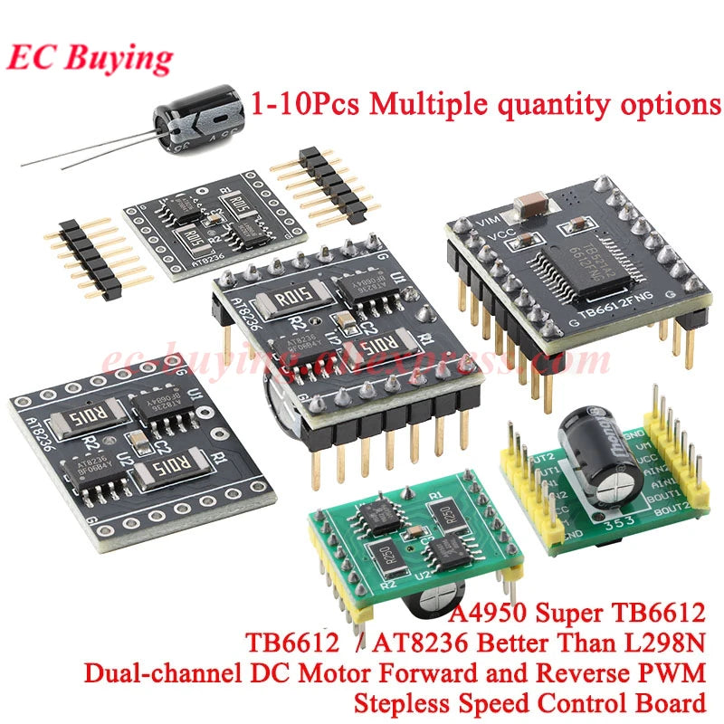 1Pc-10Pcs A4950 TB6612 AT8236 Dual CH Motor Drive Module Super L298N DC Brushed Forward Reverse PWM Stepless Speed Control Board