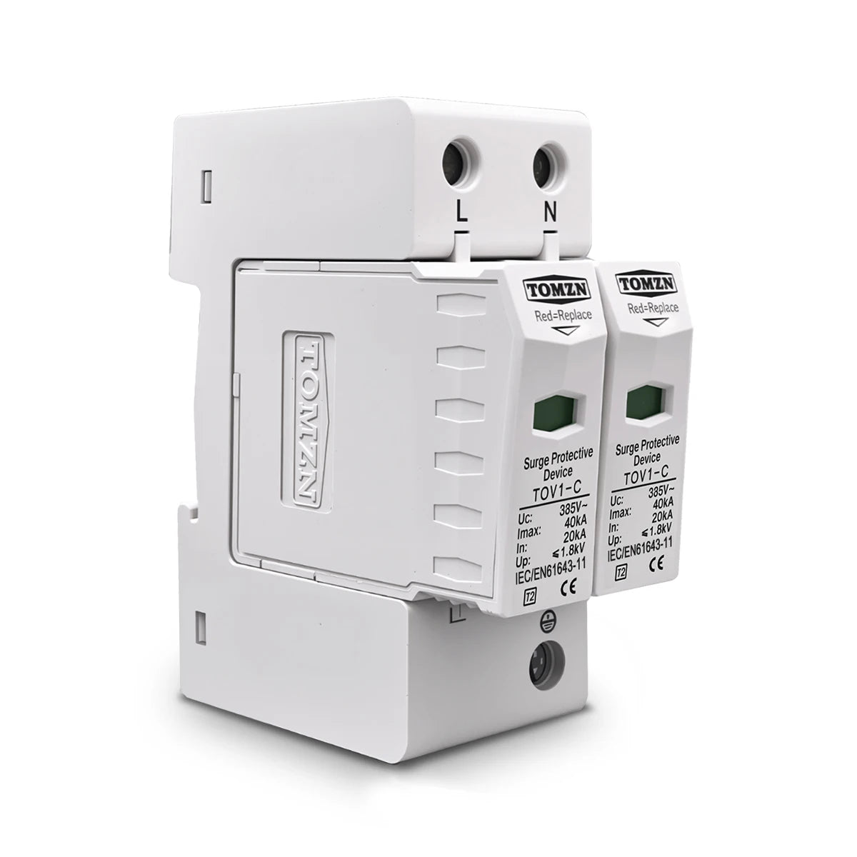 TOMZN AC SPD 2P House Surge Protector Protection Protective Low-voltage Arrester Device 10-20kA 20-40kA 30-60kA 275V 385V 420V