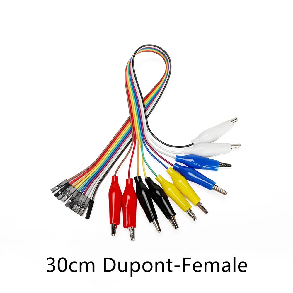 10Pin Alligator Clip to Dupont Test Wire Male Female Jumper Cable for Arduino Raspberry Pi Circuit Testing