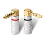 2PCS 4mm Banana Plug Right Angle 90 Degree Gold-Plated Video Speaker Adapter Audio  Banana Connectors