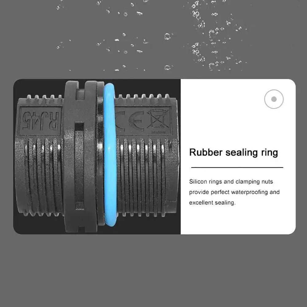 IP68 Waterproof RJ45 Network Connector Shielded Circular Waterproof Joint RJ45 Plug Panel Cat6A Gigabit Network