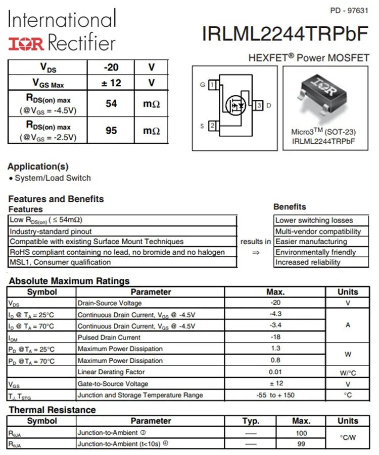10PCS IRLML0030TRPBF IRLML0030 IRLML0040 IRLML0060 IRLML0100 IRLML2244 IRLML2246 TRPBF SOT23 N/P-Channel MOSFET SMD transistor