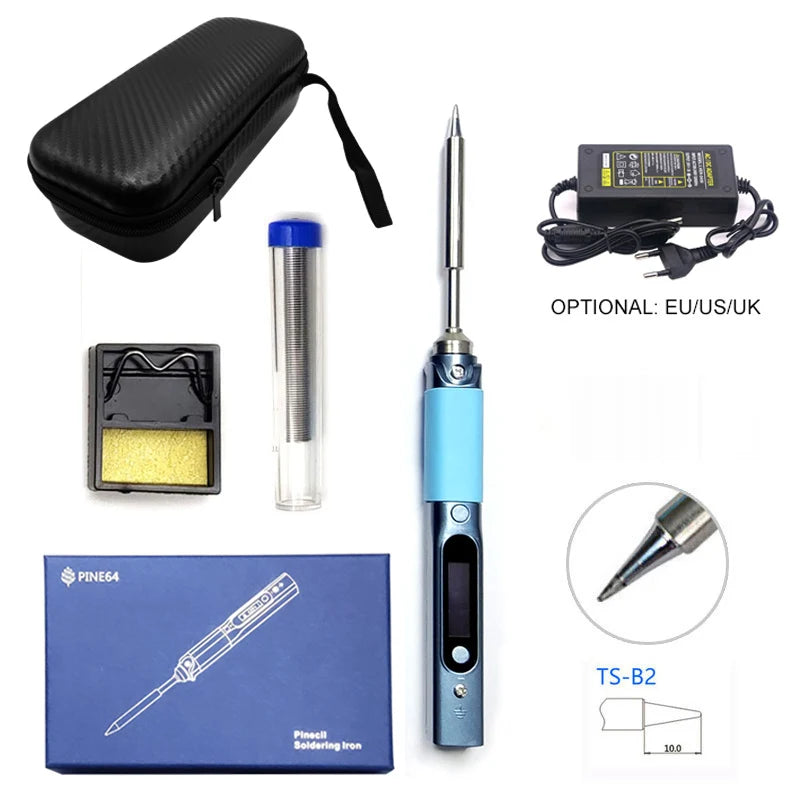 Pine64 Smart Mini Pinecil Soldering Iron With B2 BC2 KU C1 ILS I C4 D24 K Tips With DC power supply Storage Bag