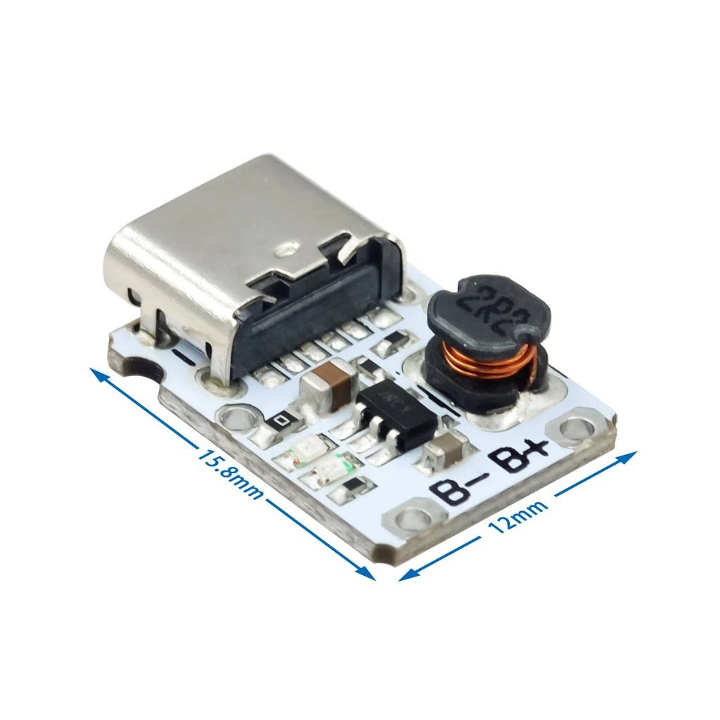 Mini lithium battery charging module with 5V output boost 18650 type-C with protection