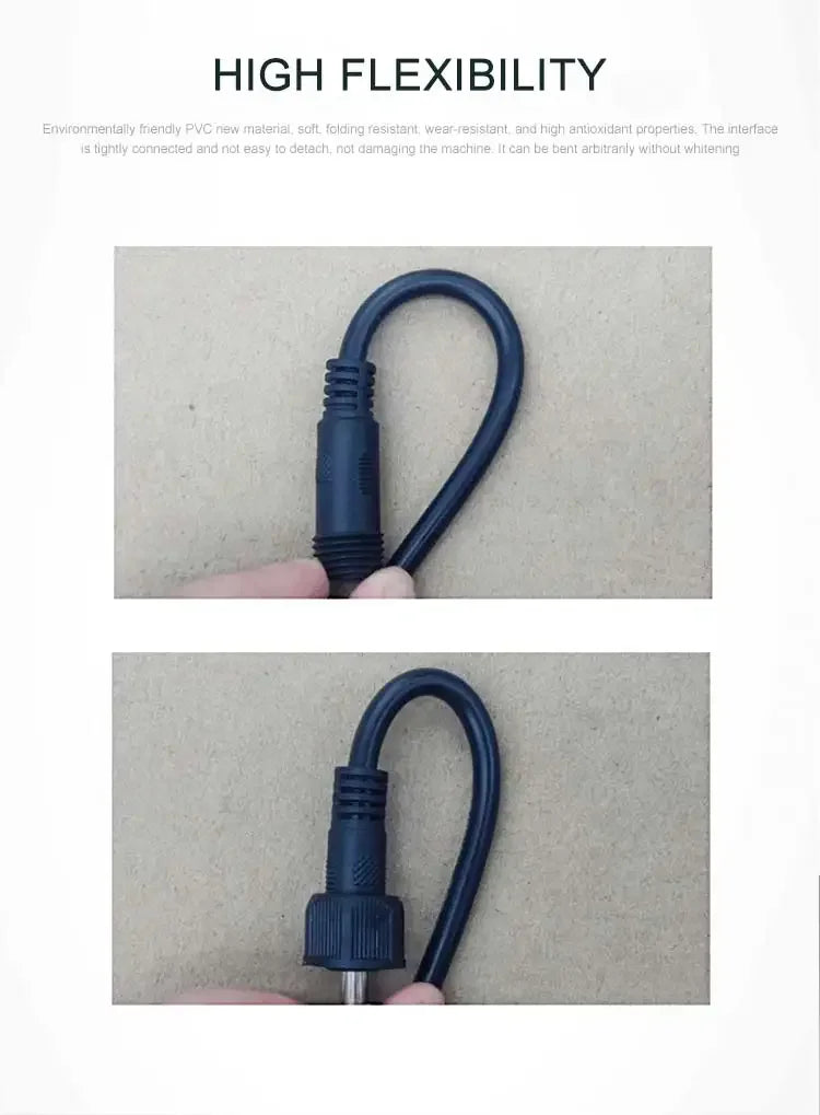 12V DC Power Plug 55*21mm 2Pin Waterproof Connector Male Female Terminal Butt Joint Monitoring Line 1-5M Extension Cord IP67