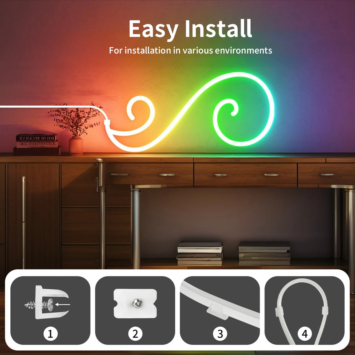 Bluetooth RGB Neon LED Strip 1-10m DC5V USB IP65 Waterproof Flexible Tape with App/Remote Control Music Sync for Home Decor