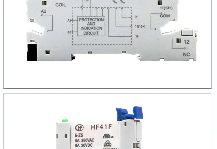 1PCS Slim Relay HF-41F 5V 12V 24V High Frequency Relay Base DIN Rail Relay 41F-5-ZS41F-12-ZS41F-24-ZS LED 6A