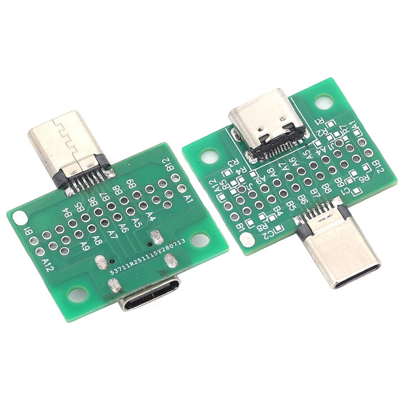 TYPE-C Rotating Mother Test Board USB2.0 Data Male Female Adapter Board 16P Earphone Cable Extension with Solder Pad