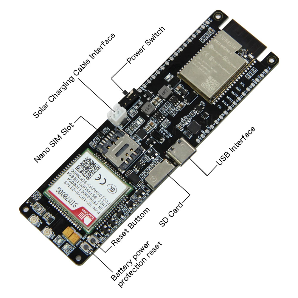 LILYGO® TTGO T-SIM7000G ESP32 SIM Development Board 4MB 16MB Module WiFi Bluetooth Battery Holder Support Solar Charge Boards