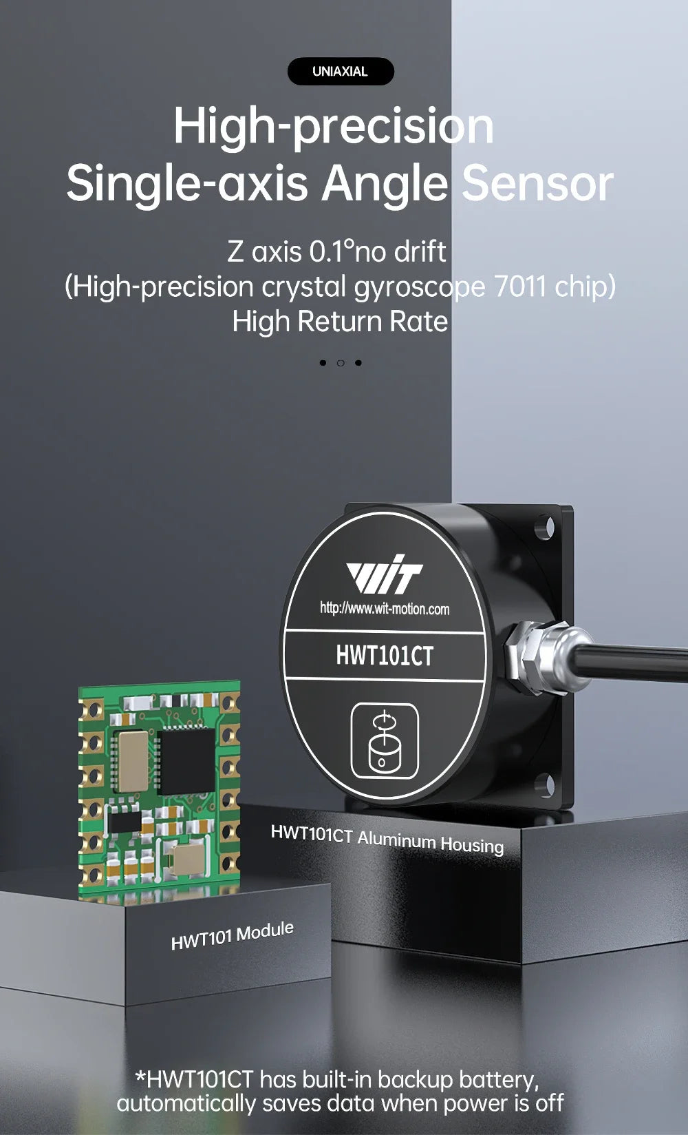 WitMotion HWT101CT High Precision Z-Axis Gyroscope Angle Sensor MEMS Inclinometer axis no drift Module for Robot ROS Drone AGV