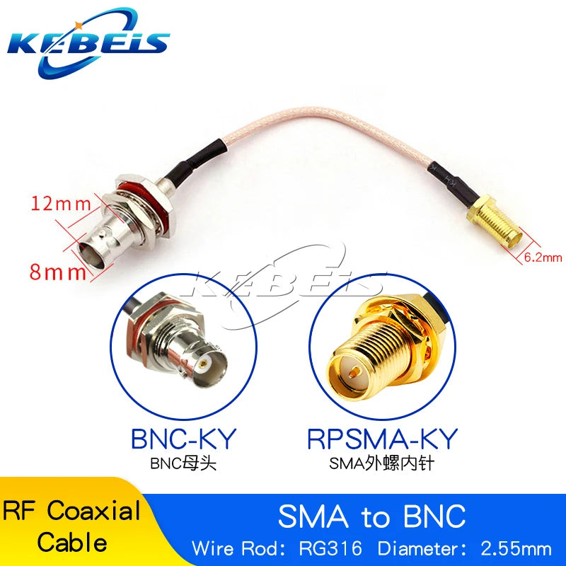 RG316 Cable SMA to BNC Male Plug & Female Jack Nut Bulkhead BNC To SMA Male Female Connector Extension WIRE RF Coaxial Jumper