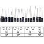 15 Values Electrolytic Capacitor Assortment Kit, 270Pcs 0.1uF to 470uF Aluminum Electrolytic Capacitors Set