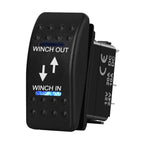 12V 20A Winch In Winch Out Switch DPDT Momentary (ON) OFF (ON) Rocker Switch 3 Position Blue Led Waterproof Reversing Switch
