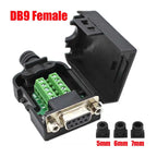 DB9 DB15 DB25 Connector D-SUB 9 15 25 Pin Male Female Plug RS232 RS485 Breakout Terminals 21-24 AWG Wire Solderless Connectors