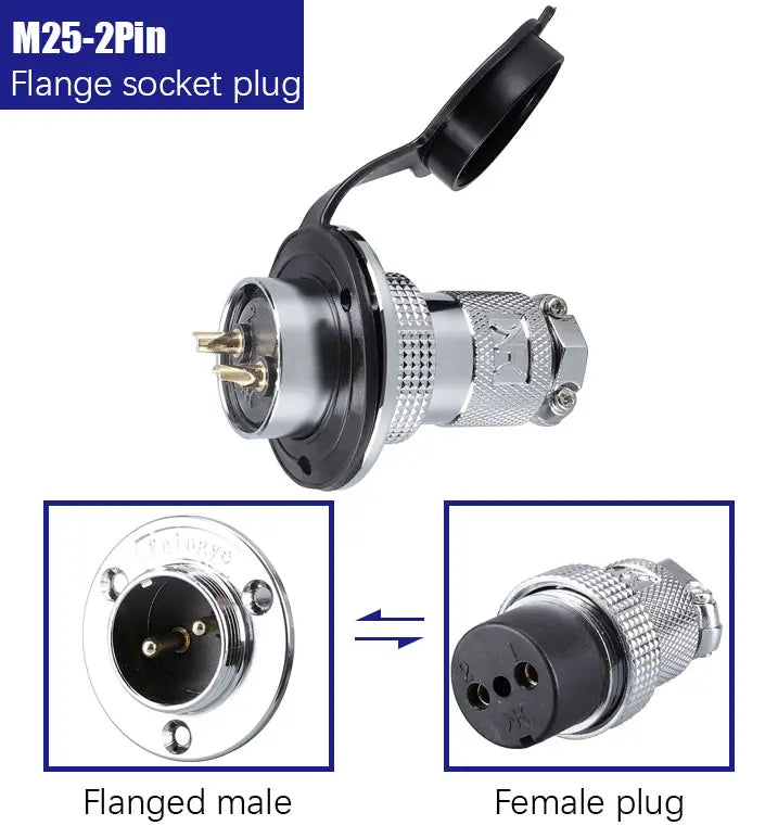 GX25 Plug Cable Connector Flange Fixing 20A 2Pin 3Pin 4Pin 5Pin 6Pin 8Pin 12Pin DF25 Circular Connectors