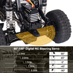 HobbyPark Waterproof 12kg HD1223 Digital High Torque Coreless Metal Gear Servo with Mount Arm Link Set for TRX4M 1/18 RC Crawler