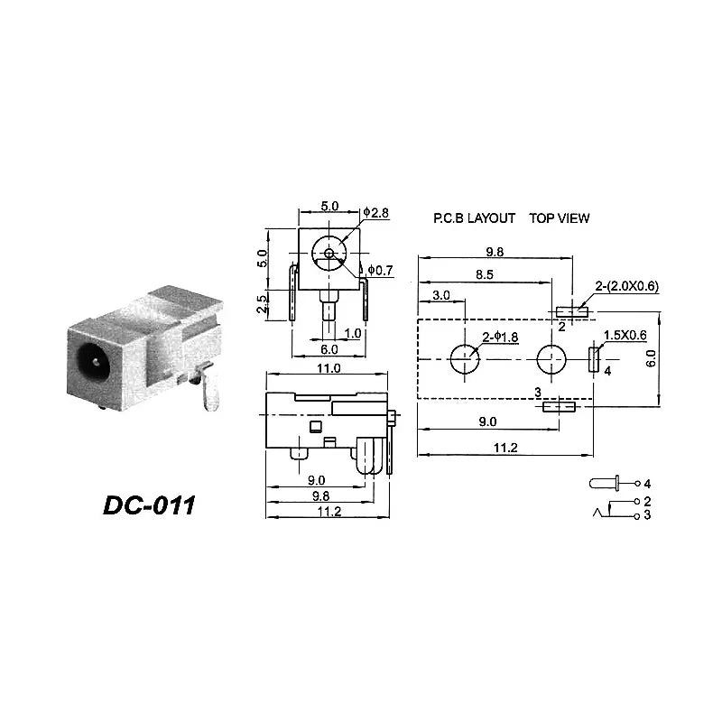DC002/004/DC005/015 Power Socket 3.5x1.3mm 5.5x2.1mm 5.5x2.5mm DC Power Socket USB Three-Leg Direct Plug Socket Female Connector