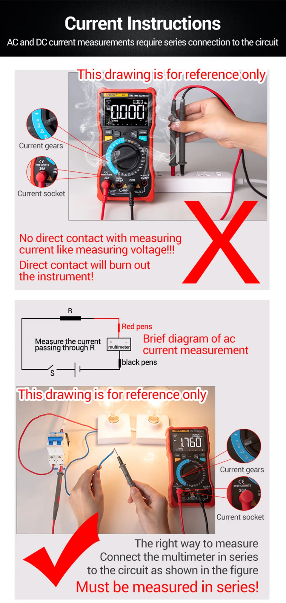 ANENG SZ06 Multimeter 2000 Diode Ohm Professional Smart Mini Multimetro Counts Digital AC/DC Voltage DC Current Tester Tools