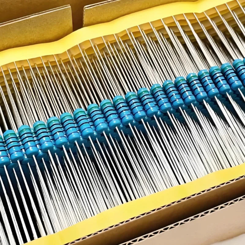 100PCS 1/2W 0.5W Metal film resistors 1% accuracy 10R-1M ohms 100R 220R 1K 2.2K 4.7K 10K 100K 470K DIY repair circuit