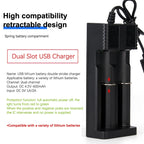2-Slot Smart 18650 Battery Charger - USB-C Powered Lithium Ion Charger with LED Indicators, Universal Compatibility