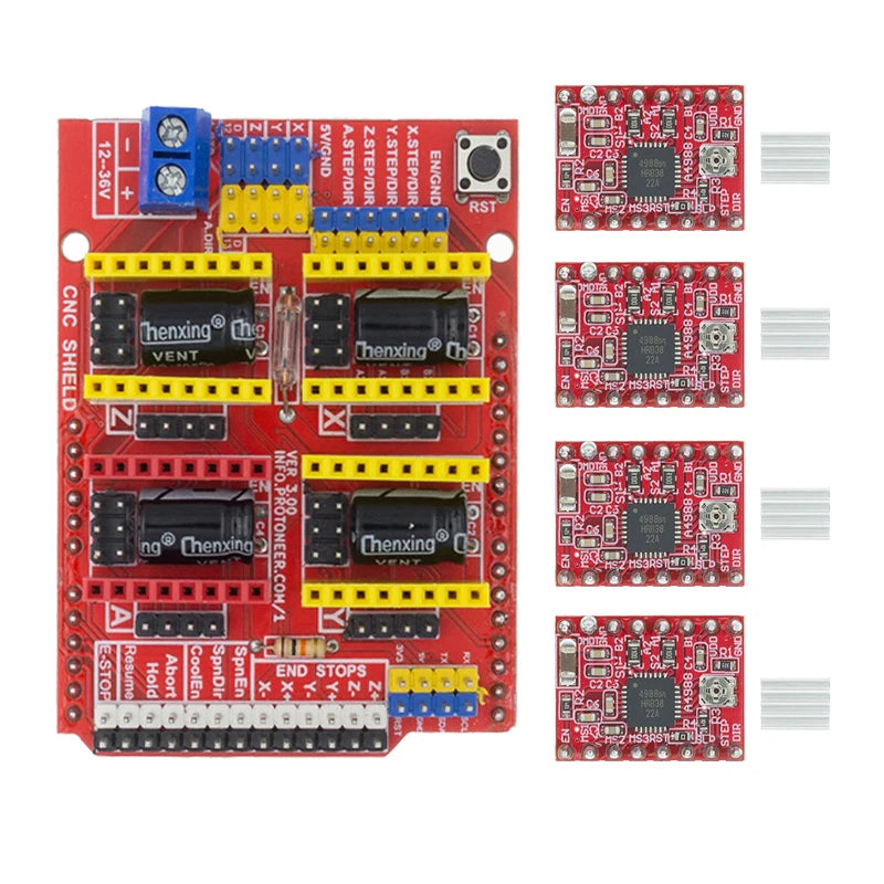 CNC Shield V3 Engraving Machine 3D Printe+ 4pcs DRV8825 Or A4988 Driver Expansion Board For Arduino + UNO R3 With USB Cable