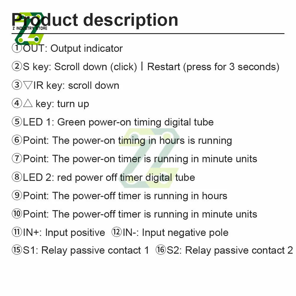 Dual Display Time Relay Module DC 12V Time Delay Relay Relay Timing Delay Cycle Time Control Switch 20A Passive Output