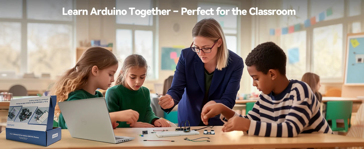 SunFounder 3-in-1 Super Starter Kit with Original Arduino Uno R4 Minima, IoT&Smart Car Projects, ESP8266 WiFi, 50+ Tutorials