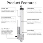 12V Electric Linear Actuator 50/100/150/200/250/300/350/400mm Stroke 3000N Electric Reciprocating Lifting Linear Motion Actuator