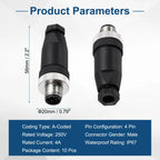 10Pcs 4/5/8 Pin M12 Male/Female Aviation Wire Connector A Code Waterproof IP67 Circular Connector Aviation Plug for Automation