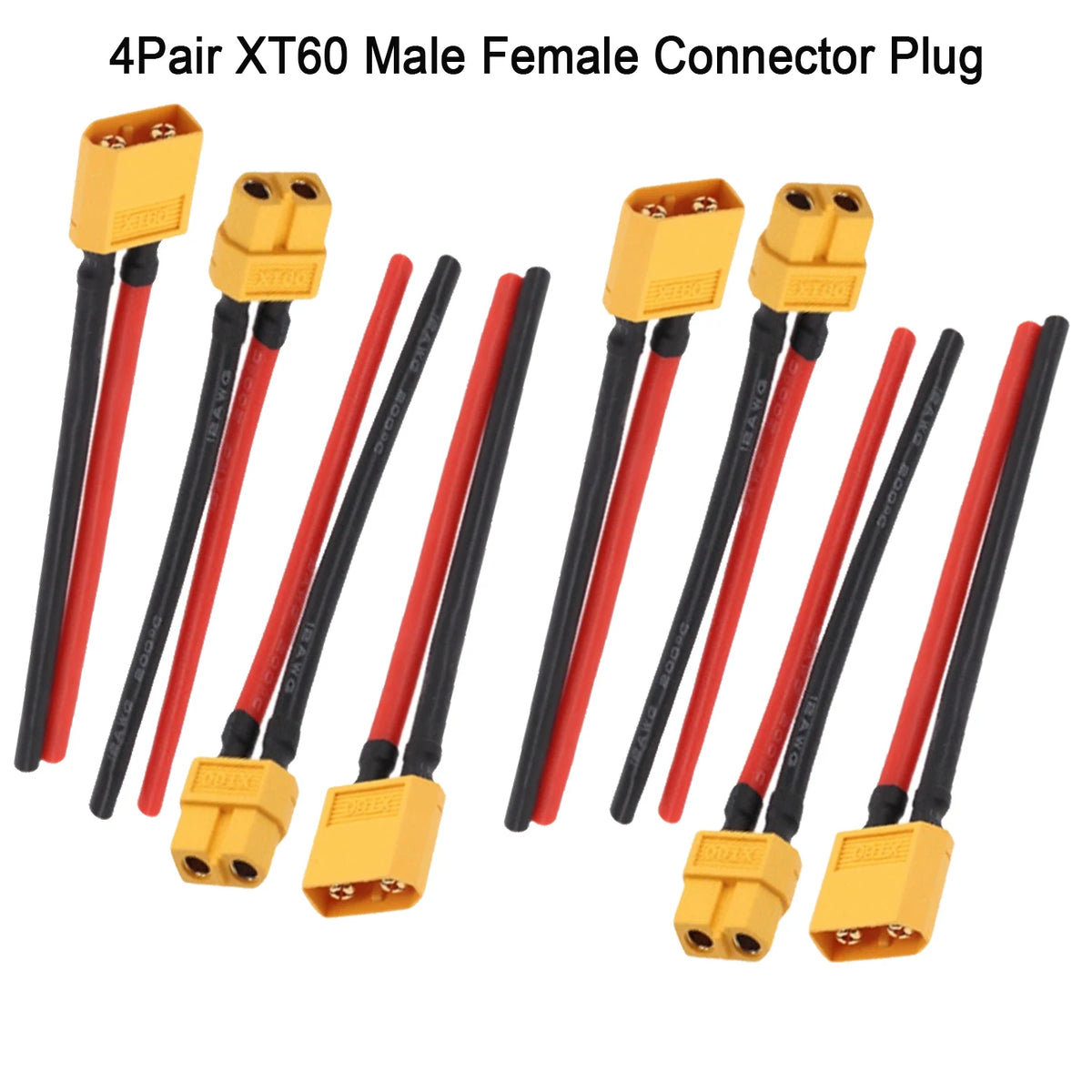 XT60 Male Female Connector Plug with 14 AWG Soft Silicon Wire 100mm Extension Cord for RC Lipo Battery FPV Drone Expand 4-6pair