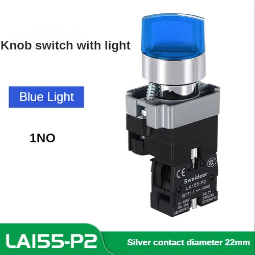22MM Knob Switch Button LED Light Rotary Switch Momentary Latching 2/3 Position ON/OFF Power Switch 6V12V24V220V380V110V TURN