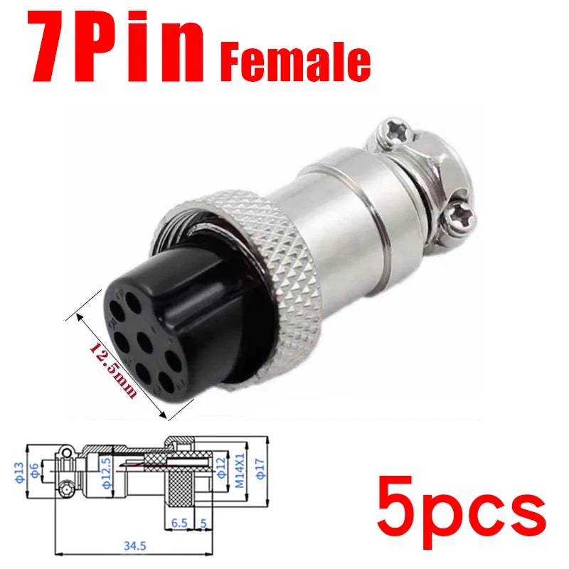 5pcs GX16 Flange Butting Type Aviation Plug Socket 2/3/4/5/6/7/8/9/10 Pin Male Female Fixing Circular Connectors