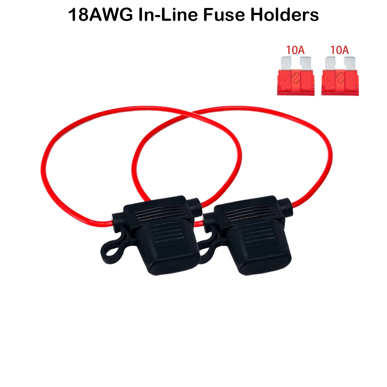 2PCS Inline Fuse Holder 10/12/14/16/18AWG Car Gauge Inline Fuse ATO/ATC Standard Blade Fuse 5A 10A 15A 20A 30A 40A Fuse Holders