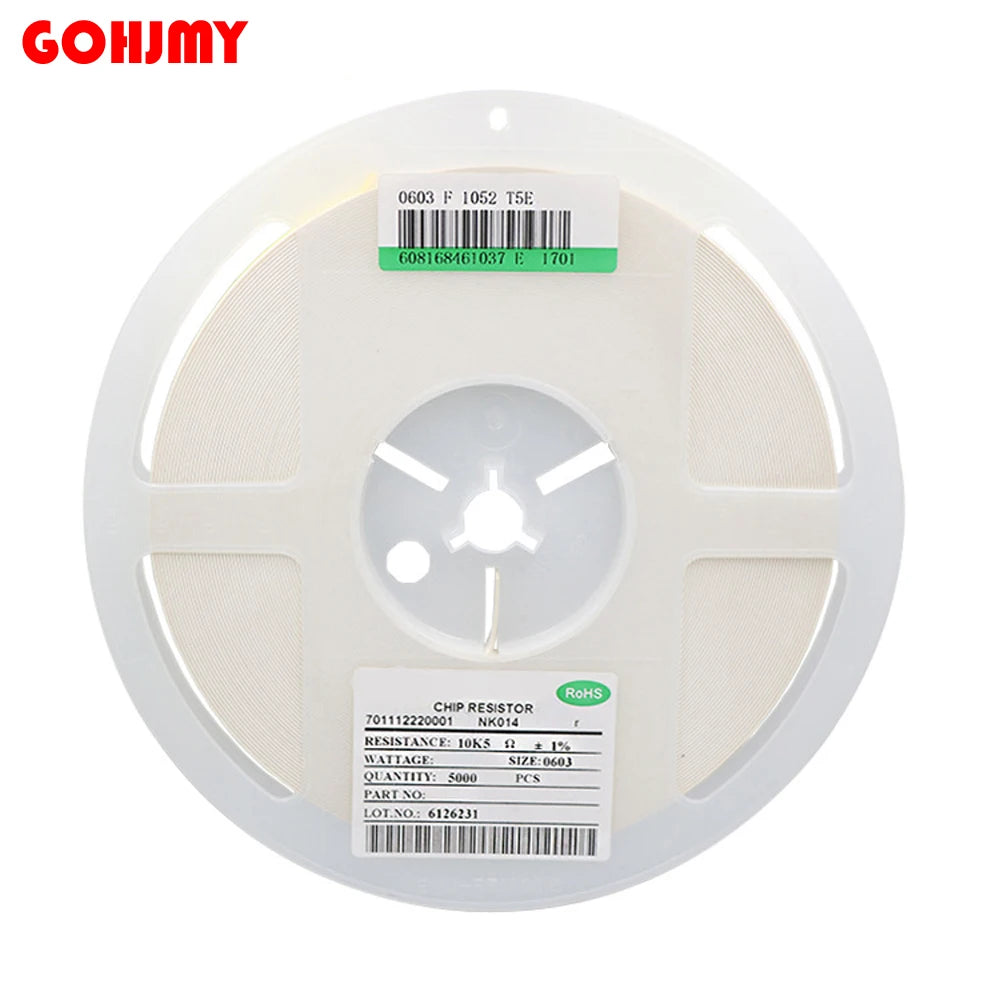 5000PCS 0603 Resistor SMD Accuracy 1% 0 ohm ~ 10M ohm 1K 2.2K 10K 100K 0 1 10 100 150 220 330 ohm 1R 10R 100R 150R 220R 330R 470