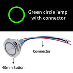 40mm Metal Push Button Switch 1NO 1NC Momentary Reset Latching Lock Ring Power Supply With Lamp Waterproof Stainless Steel