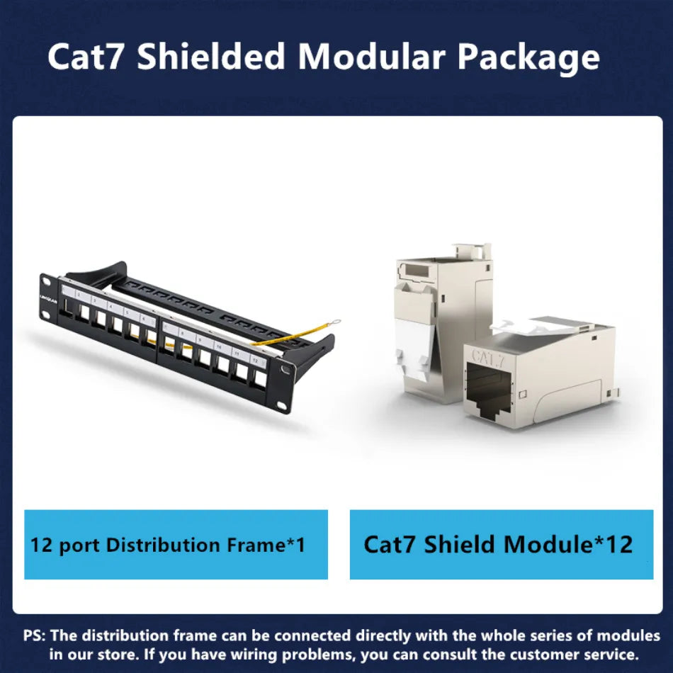 RJ45 CAT6 Cat6A Cat7 Module Patch Panel 12 Port Keystone RJ45 Network Rack Mount Panel Ethernet Wall Jack Distribution Frame