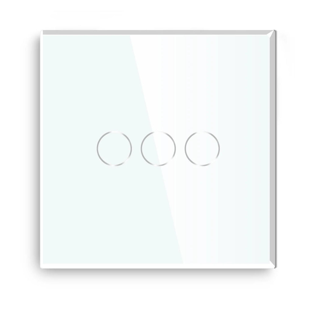 BSEED 1/2/3Gang Touch Switch Double Light Switch Triple Sensor Switch 1Way EU Standard Glass Panel Blue Back Light White Series