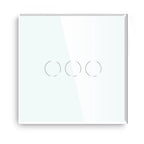 BSEED 1/2/3Gang Touch Switch Double Light Switch Triple Sensor Switch 1Way EU Standard Glass Panel Blue Back Light White Series