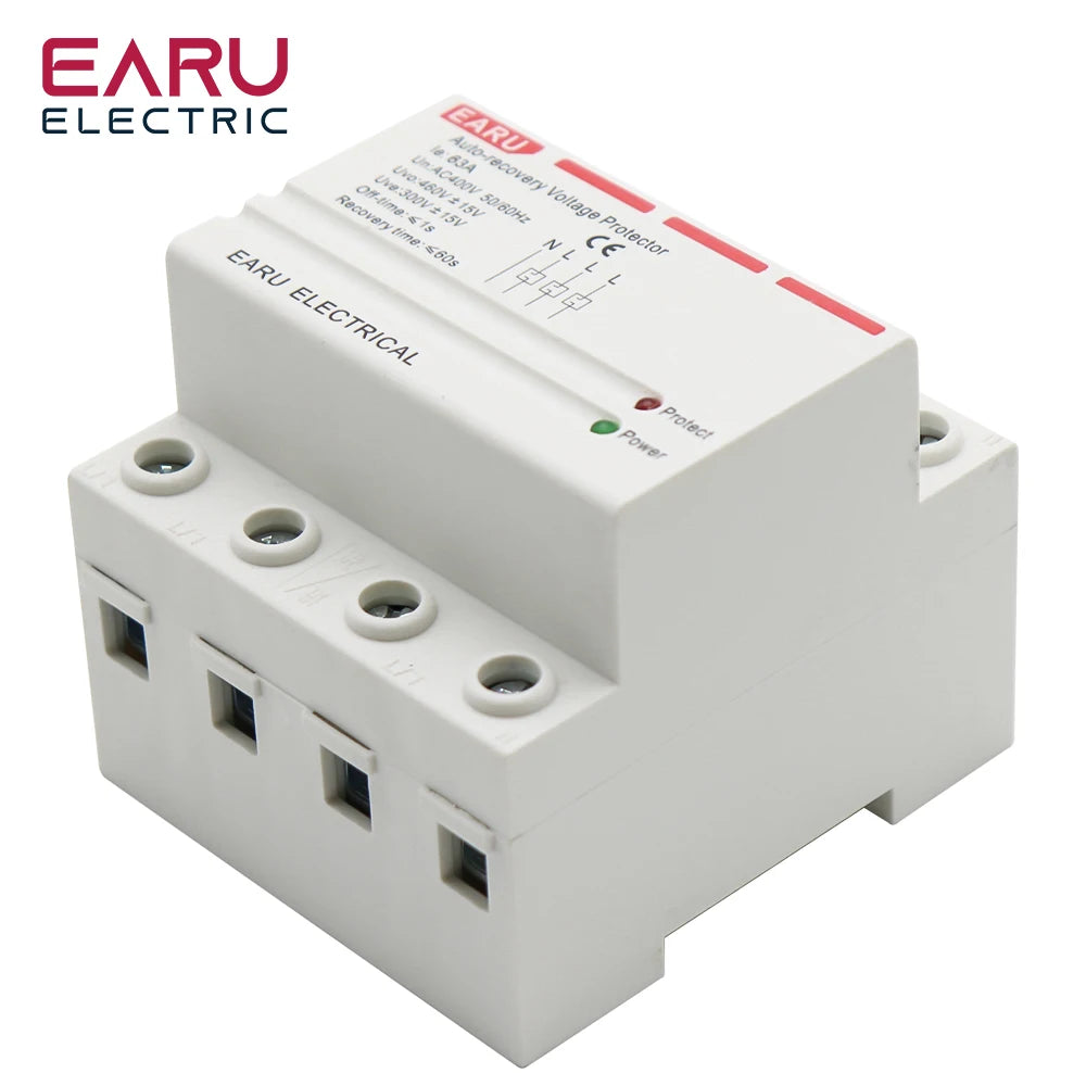 40A 63A 230V Din Rail Automatic Recovery Reconnect Over Voltage Under Voltage Protective Device Protection Relay