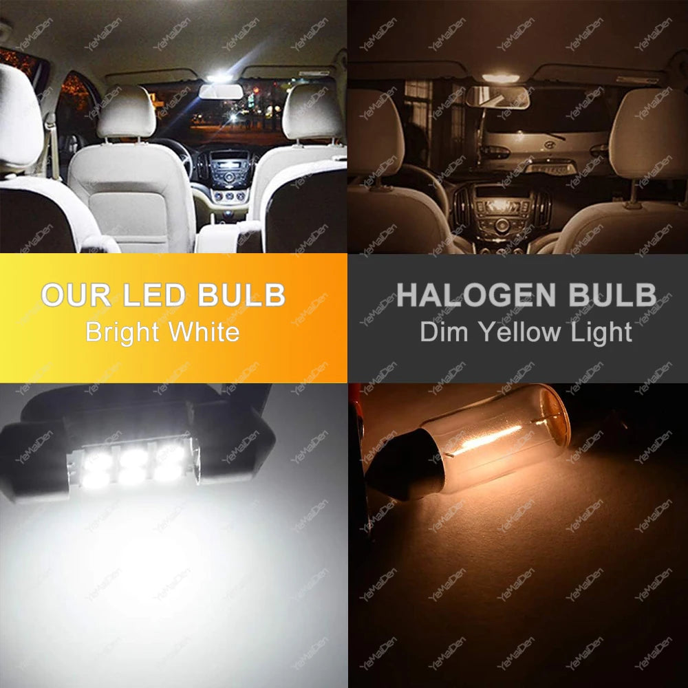 2-20 PCS C10W C5W LED Bulb CANBUS Festoon 31/36/39/41mm 12V 24V 3030-6SMD 6500K White Car Interior Dome License Plate Lights