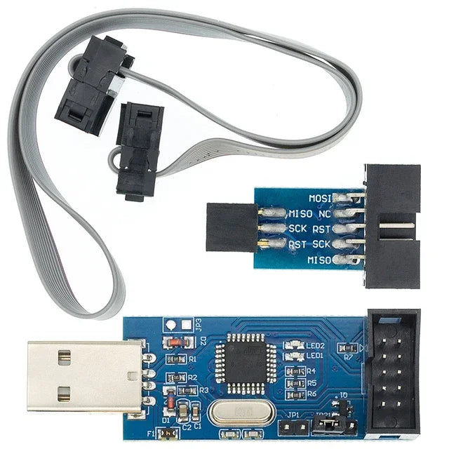 USBASP USBISP AVR Programmer USB ATMEGA8 ATMEGA128 ATtiny/CAN/PWM 10Pin Wire Module DIY + 10Pin To 6 Pin Adapter Board Shell