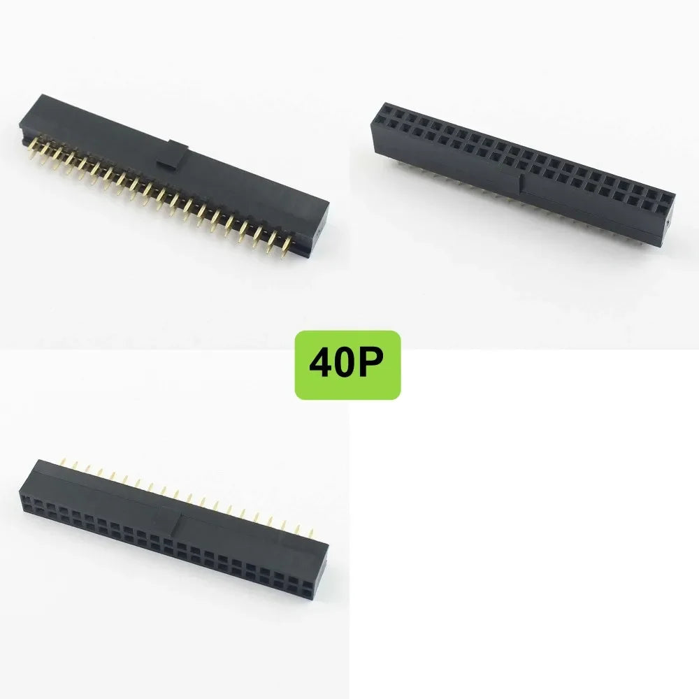 10pcs 2.54mm Pitch Female Header Strip 6/10/14/16/20/26/34/40/50 Pin Dual Straight DIP Polarizing Key Connector 6P 10P 40P 50P