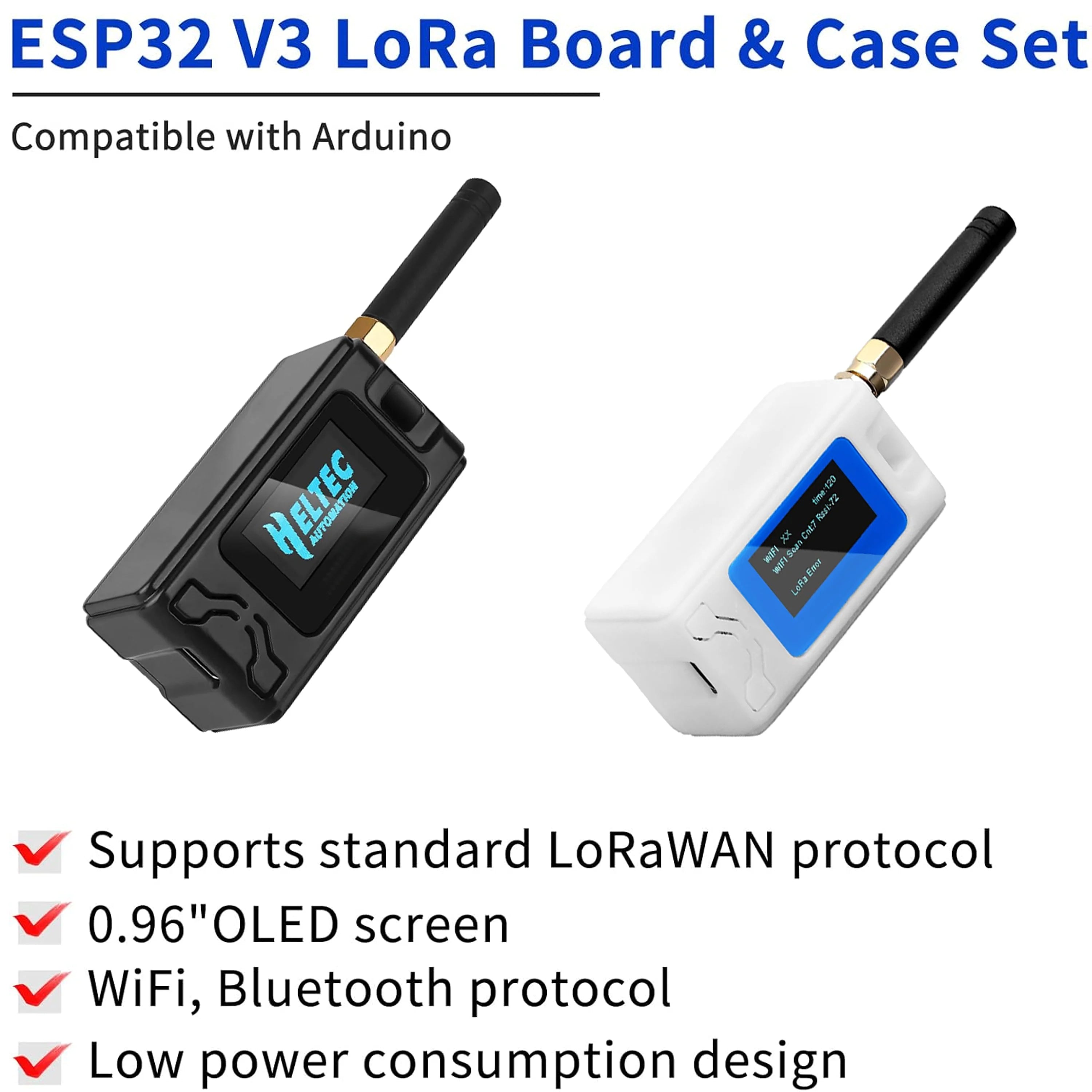 1 Set Heltec ESP32 LoRa V3 Module Board SX1262 CP2102 Meshtastic LoRaWAN IoT Node With 915 MHz Antenna Protect Case