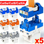 5/3/1PCS RJ45 Cat6 Keystone Jack Module Connector No Punch Down Tool Required Module Coupler Network Cat5e Cat6A Adapters
