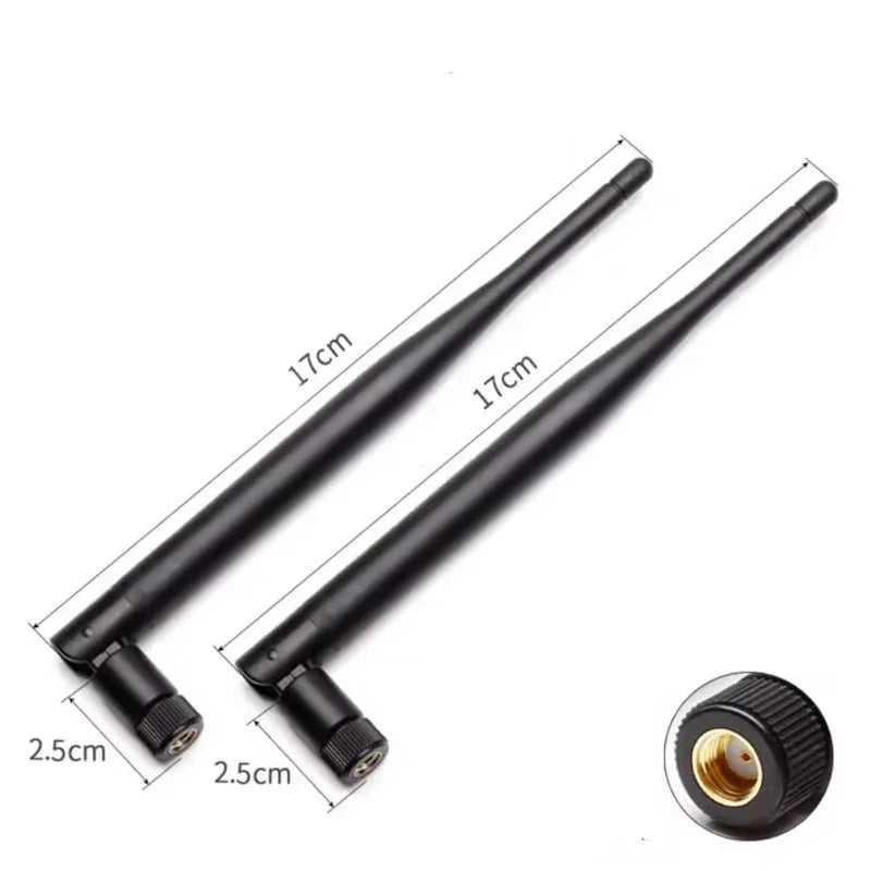 2PCS 2.4G 5.8G Omnidirectional Rubber Rod Antenna Collapsible WiFi Bluetooth Aerial High Gain 6dBi SMA Male for Wireless Router
