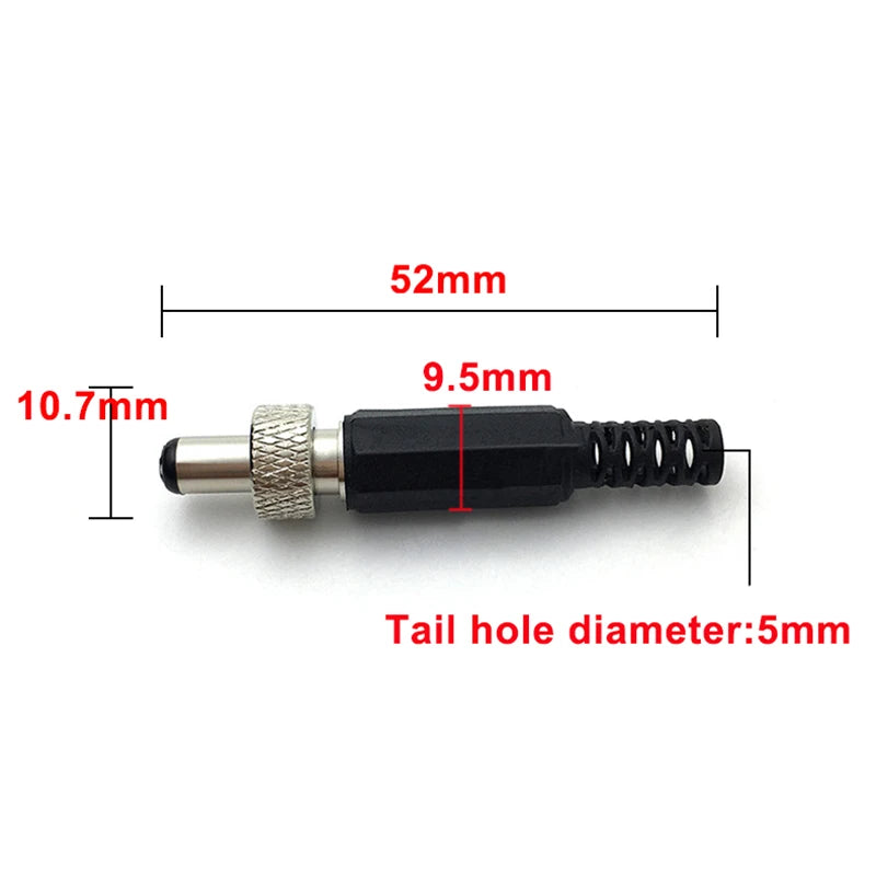 2-10PCS 5.5MMx2.1MM/2.5mm Screw Locking DC Power Connector Female Plug & Metal Panel Mount Socket Locable Secure Standard Plug